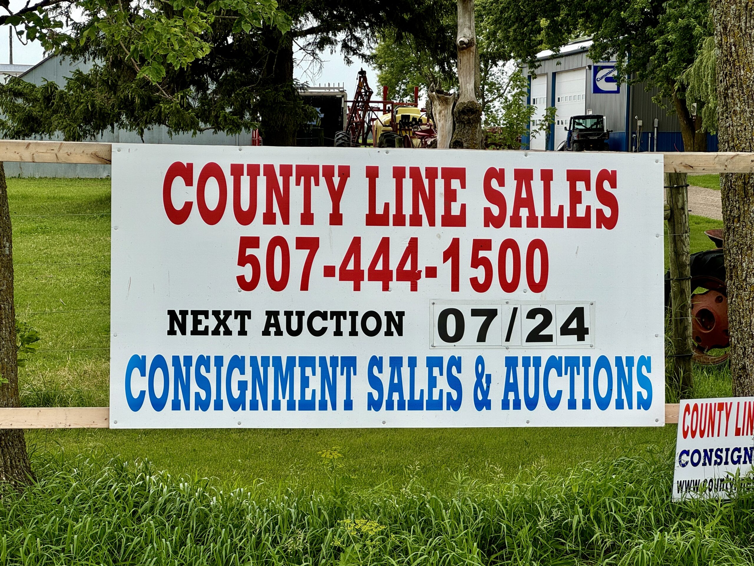 county line sales sign outside austin minnesota